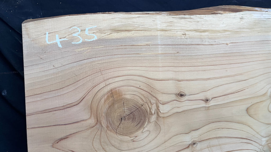 Cedar plank, timber, board, coffee table top. 1186 L x 586 W x 46 D mm  (435mf)