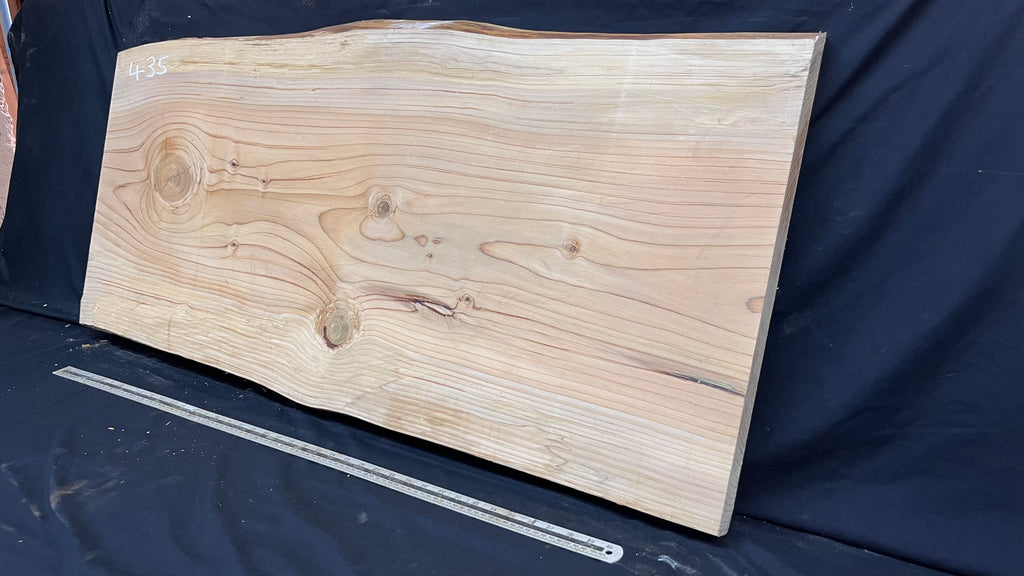 Cedar plank, timber, board, coffee table top. 1186 L x 586 W x 46 D mm  (435mf)