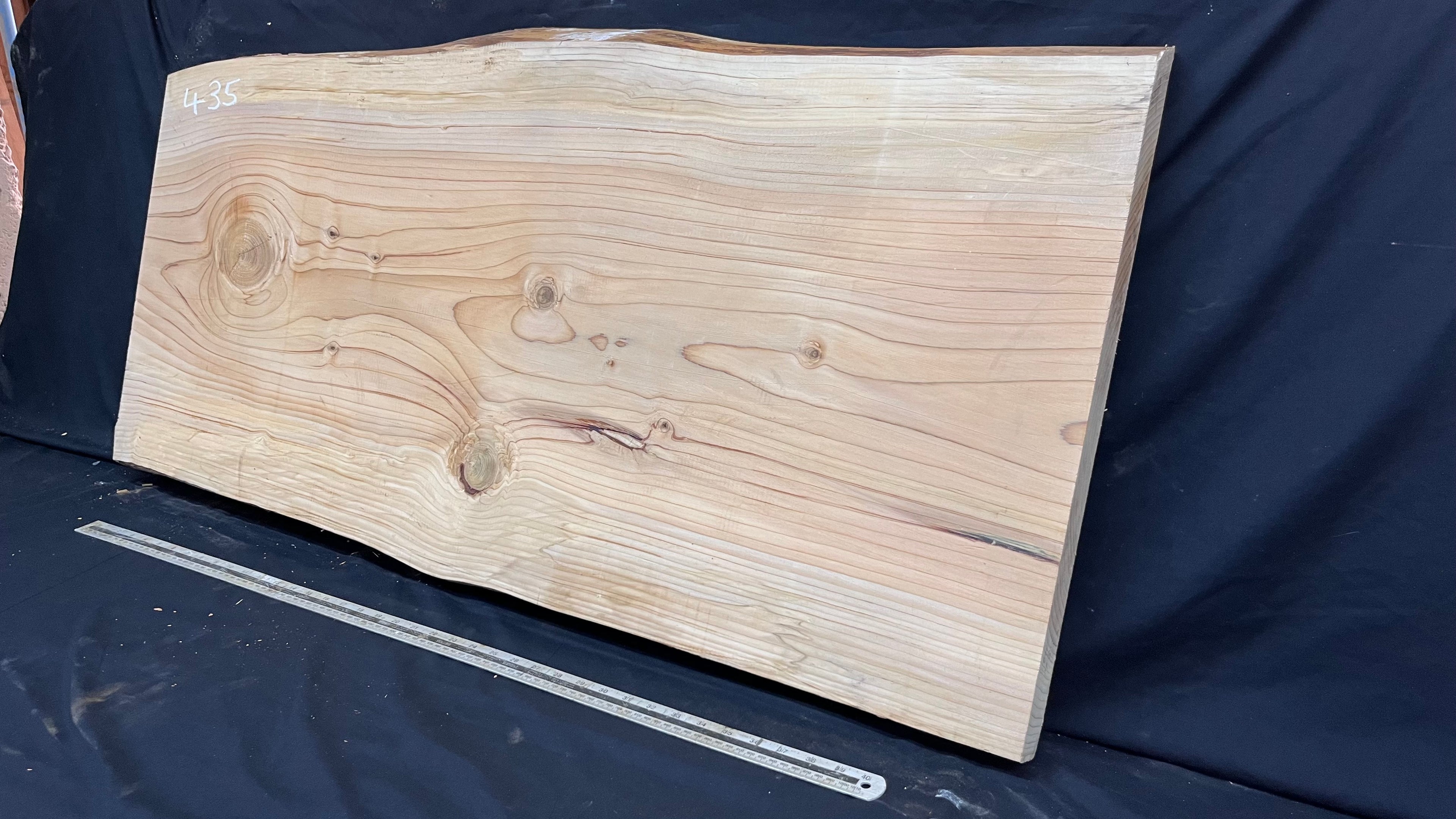 Cedar plank, timber, board, coffee table top. 1186 L x 586 W x 46 D mm  (435mf)