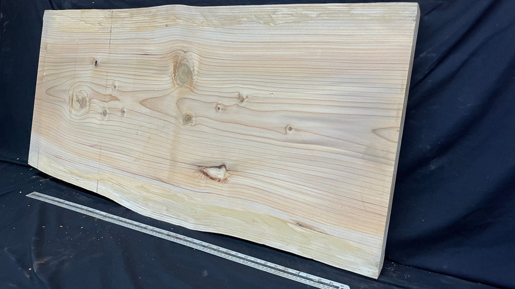 Cedar plank, timber, board, coffee table top. 1186 L x 586 W x 46 D mm  (435mf)