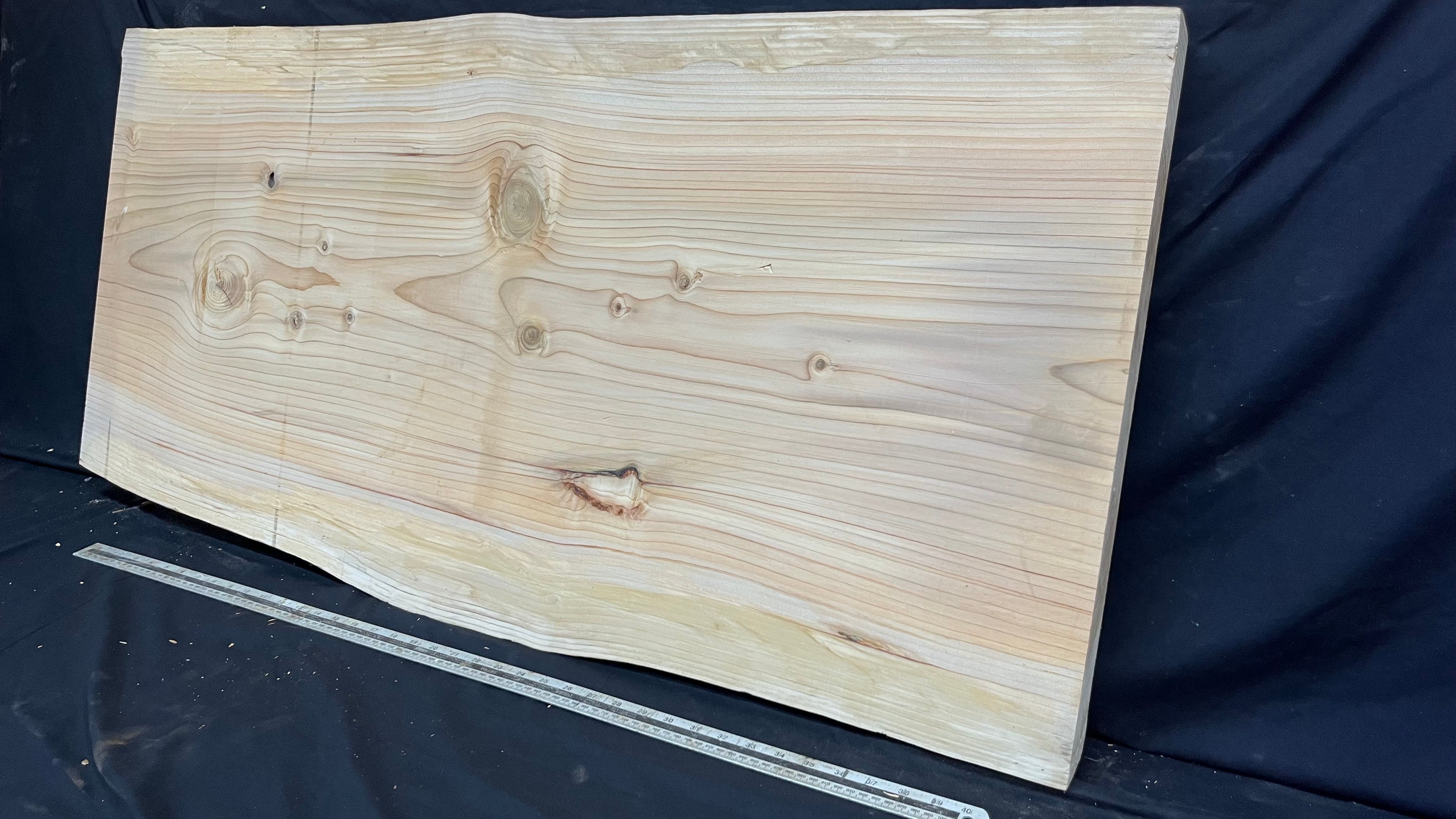 Cedar plank, timber, board, coffee table top. 1186 L x 586 W x 46 D mm  (435mf)