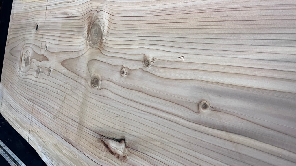 Cedar plank, timber, board, coffee table top. 1186 L x 586 W x 46 D mm  (435mf)