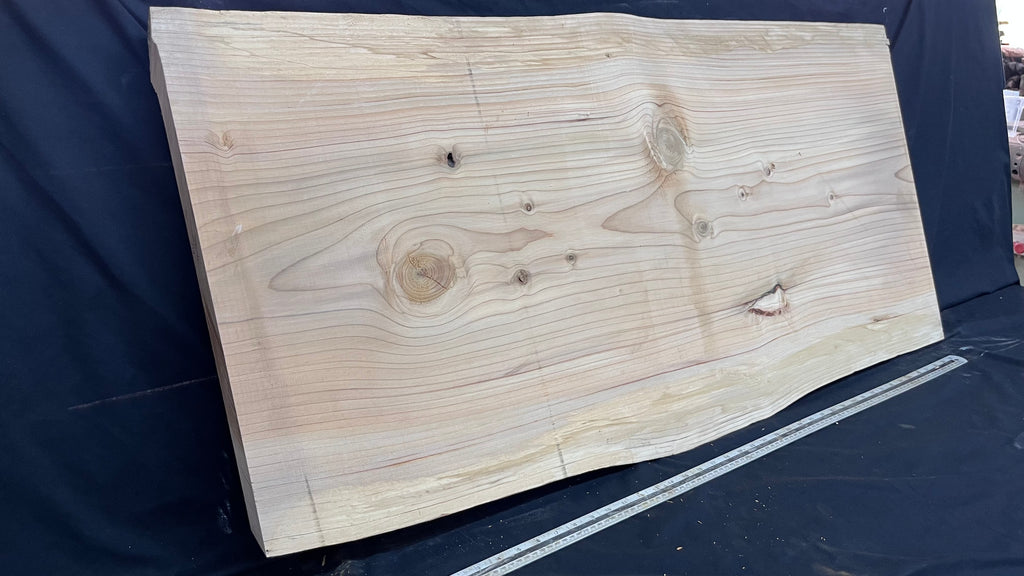 Cedar plank, timber, board, coffee table top. 1186 L x 586 W x 46 D mm  (435mf)