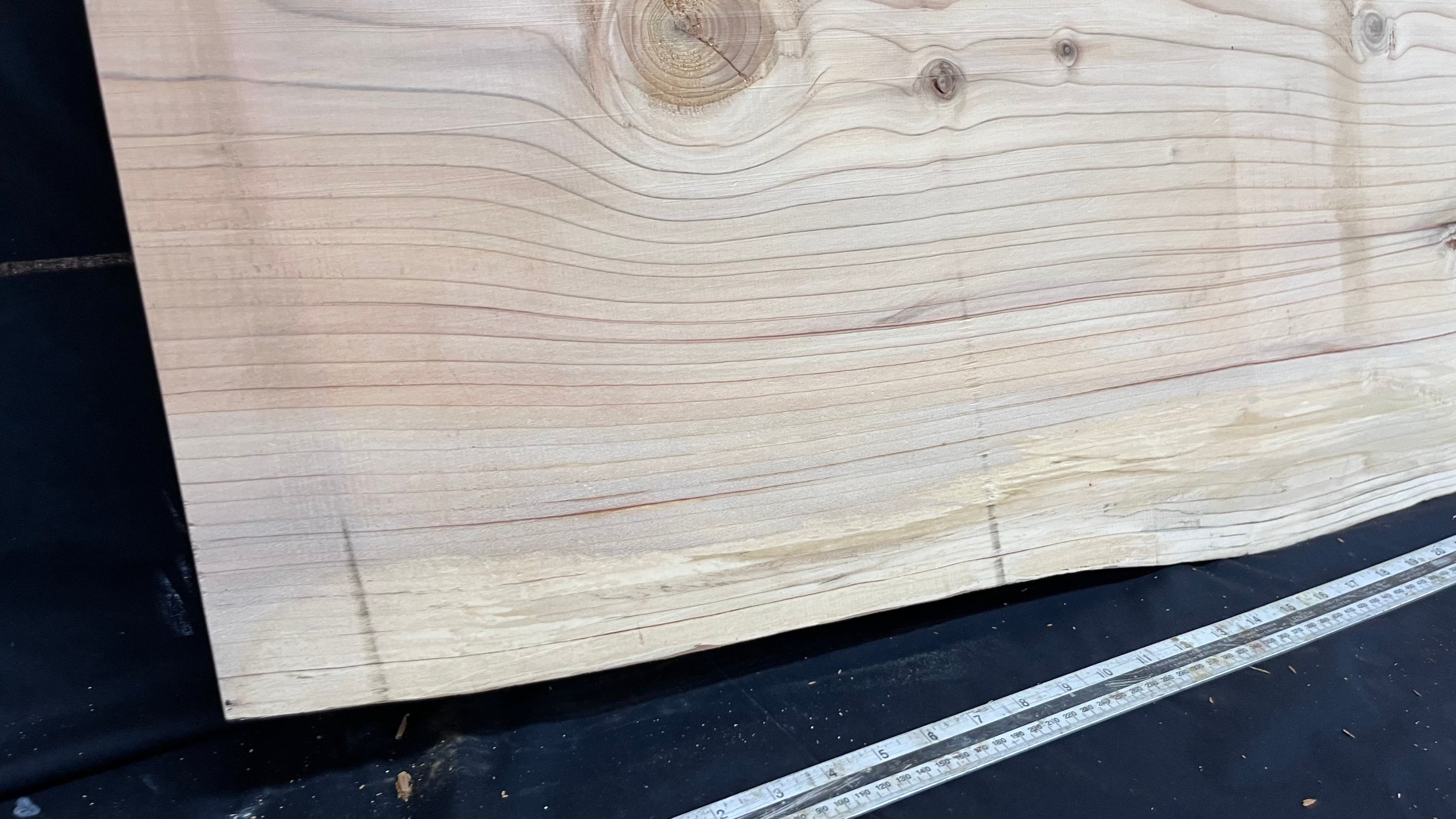 Cedar plank, timber, board, coffee table top. 1186 L x 586 W x 46 D mm  (435mf)