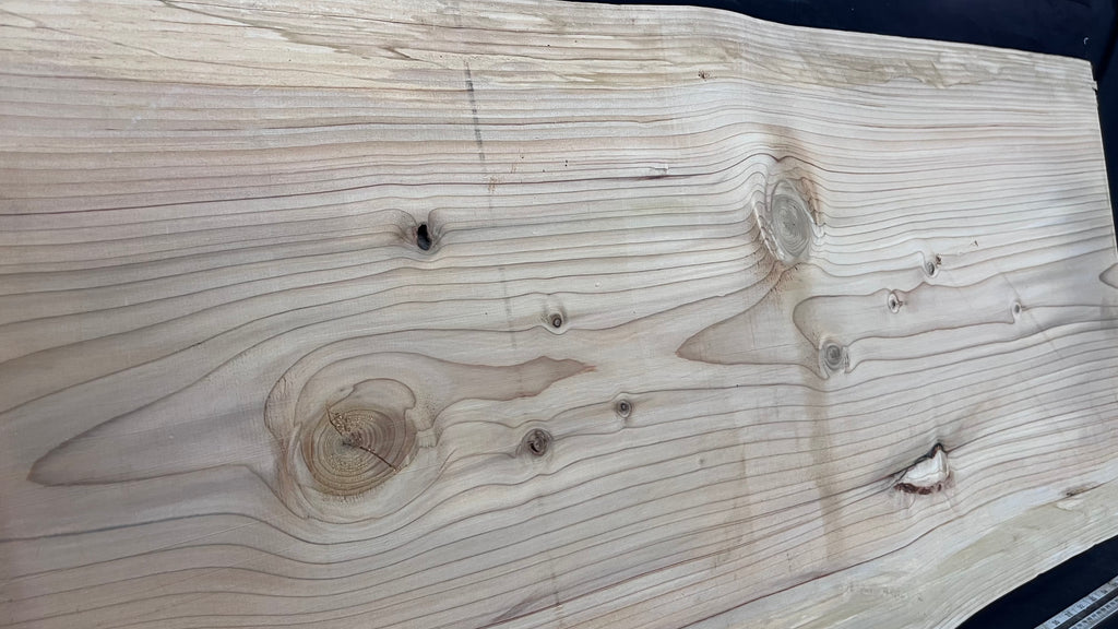 Cedar plank, timber, board, coffee table top. 1186 L x 586 W x 46 D mm  (435mf)