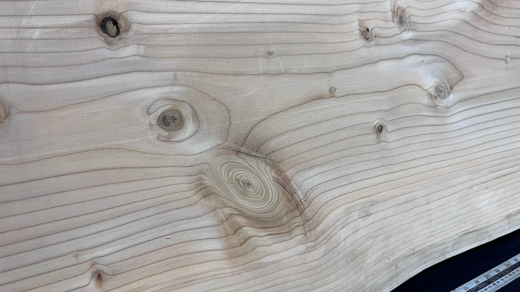 Cedar plank, timber, board, coffee table top. 1047 L x 555 W x 35 D mm  (436mf)
