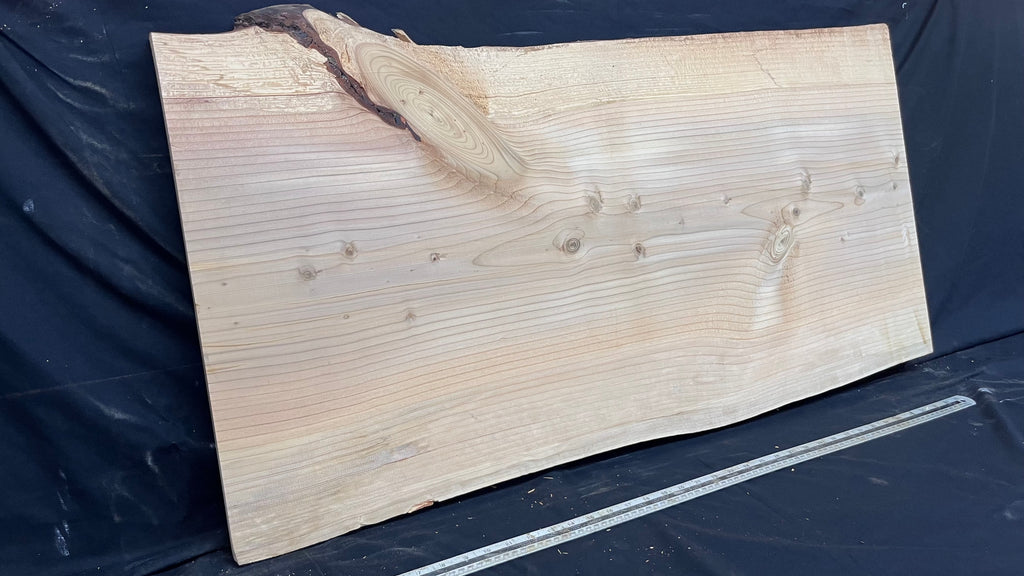 Cedar plank, timber, board, coffee table top. 1047 L x 555 W x 35 D mm  (436mf)