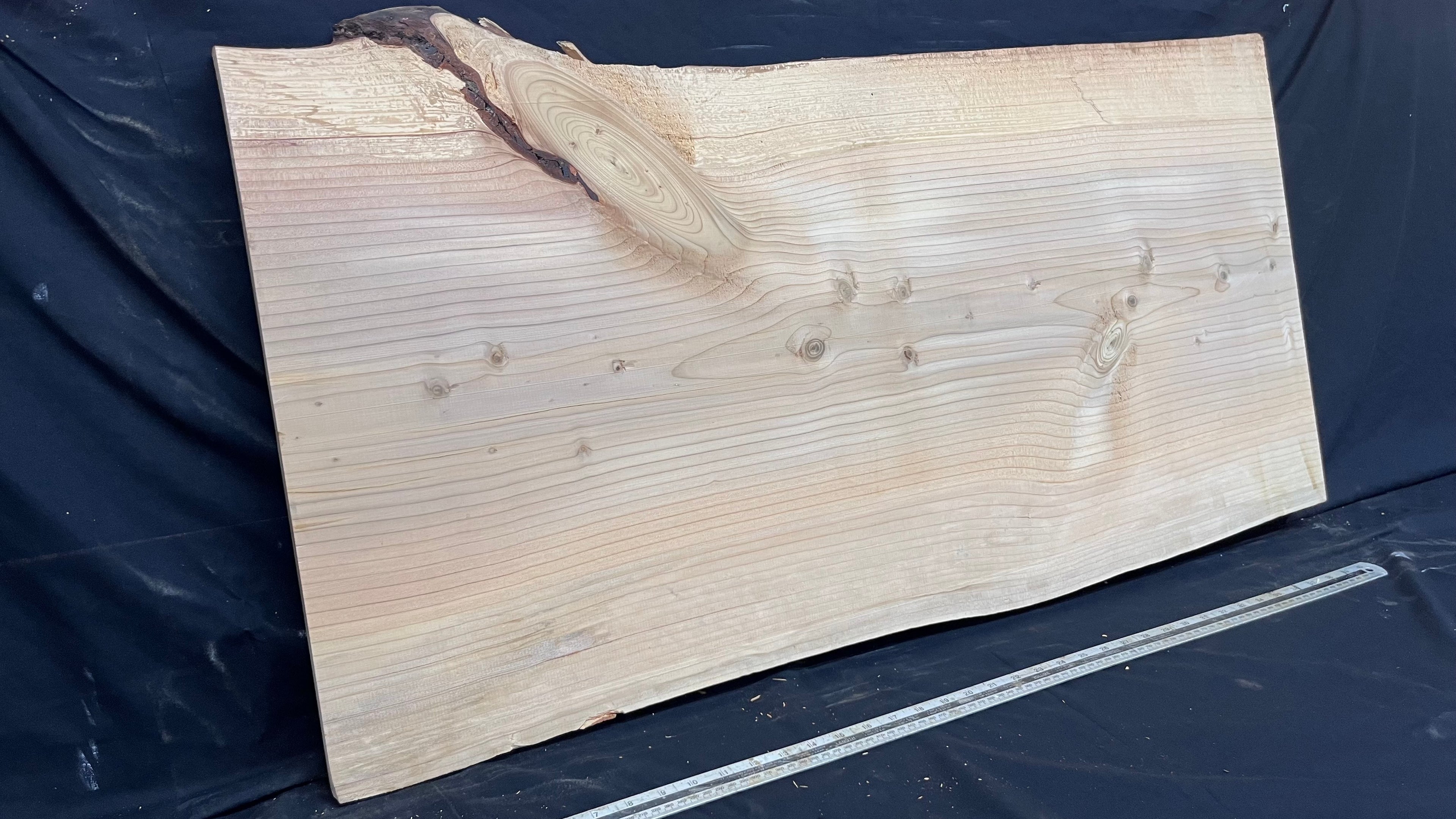 Cedar plank, timber, board, coffee table top. 1047 L x 555 W x 35 D mm  (436mf)