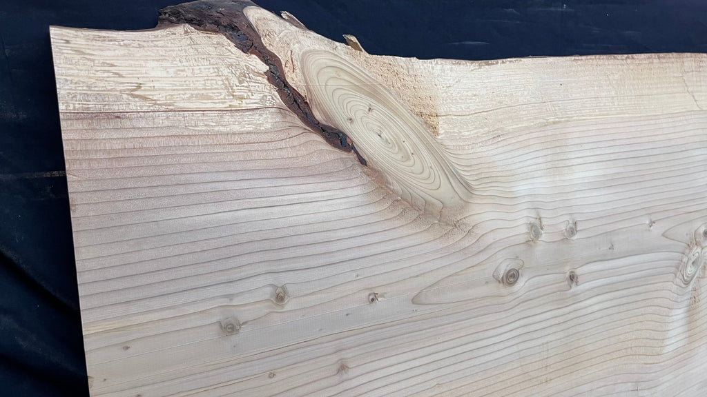Cedar plank, timber, board, coffee table top. 1047 L x 555 W x 35 D mm  (436mf)