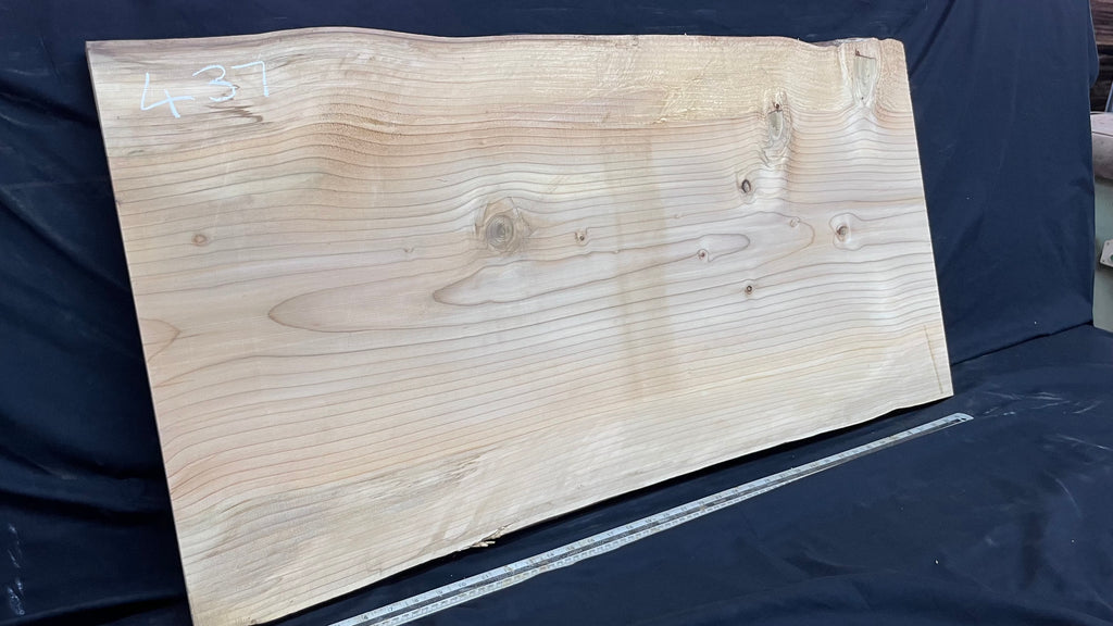 Cedar plank, timber, board, coffee table top. 1039 L x 555 W x 34 D mm  (437mf)