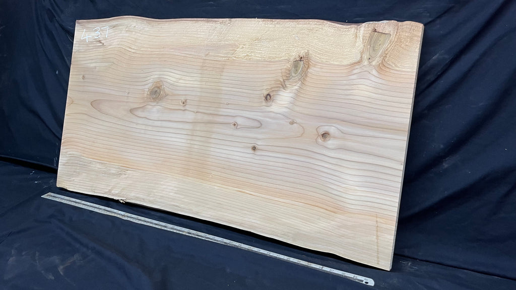 Cedar plank, timber, board, coffee table top. 1039 L x 555 W x 34 D mm  (437mf)
