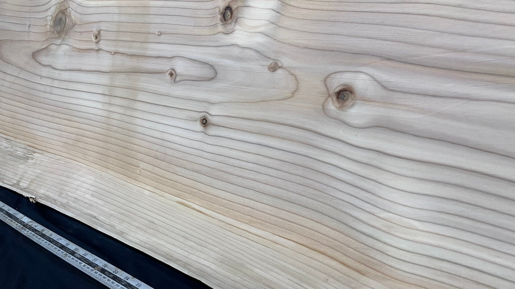 Cedar plank, timber, board, coffee table top. 1039 L x 555 W x 34 D mm  (437mf)