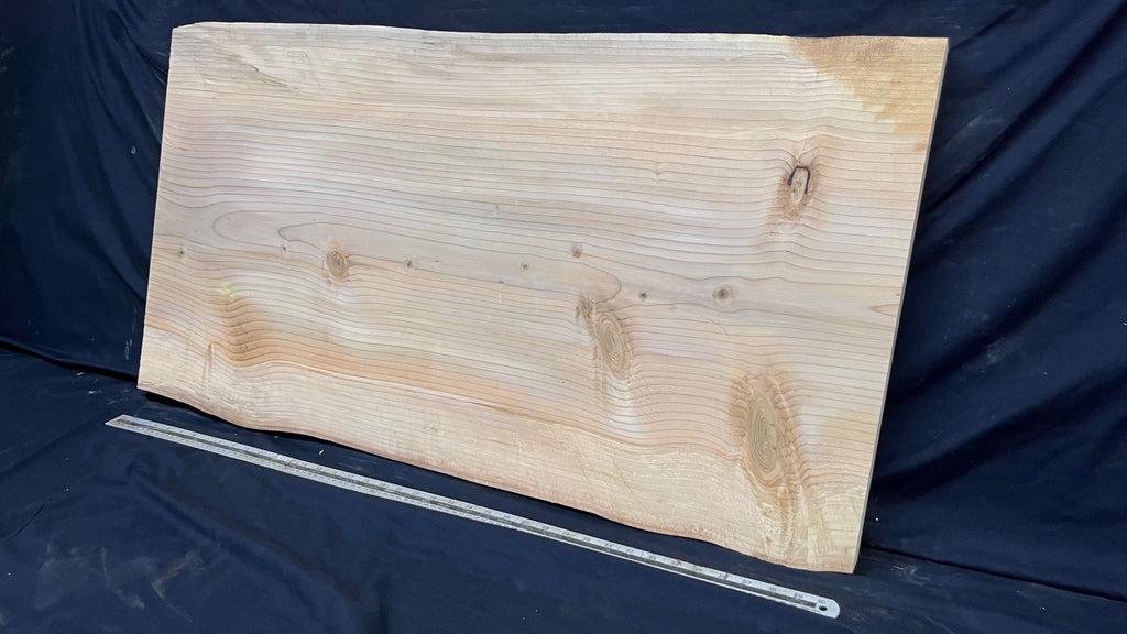 Cedar plank, timber, board, coffee table top. 1039 L x 555 W x 34 D mm  (437mf)