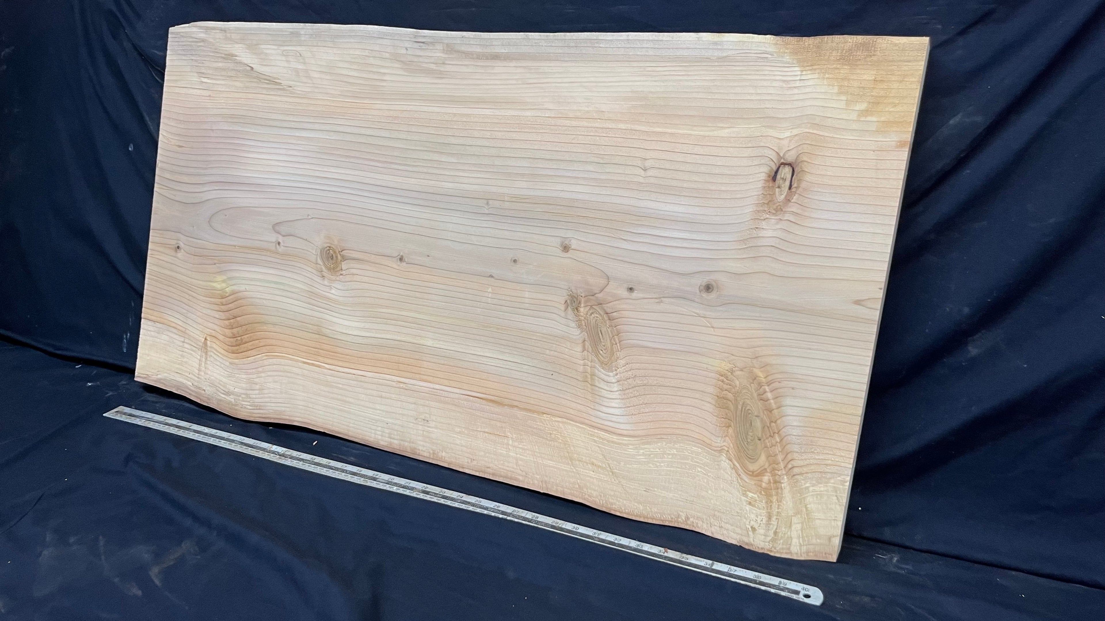 Cedar plank, timber, board, coffee table top. 1039 L x 555 W x 34 D mm  (437mf)