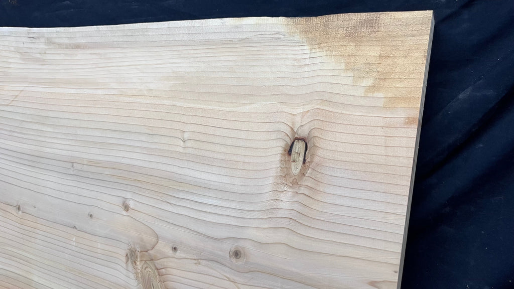 Cedar plank, timber, board, coffee table top. 1039 L x 555 W x 34 D mm  (437mf)