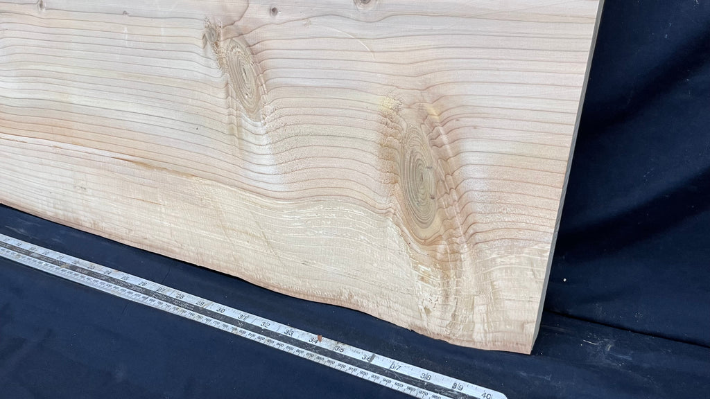Cedar plank, timber, board, coffee table top. 1039 L x 555 W x 34 D mm  (437mf)