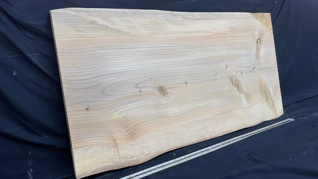 Cedar plank, timber, board, coffee table top. 1039 L x 555 W x 34 D mm  (437mf)