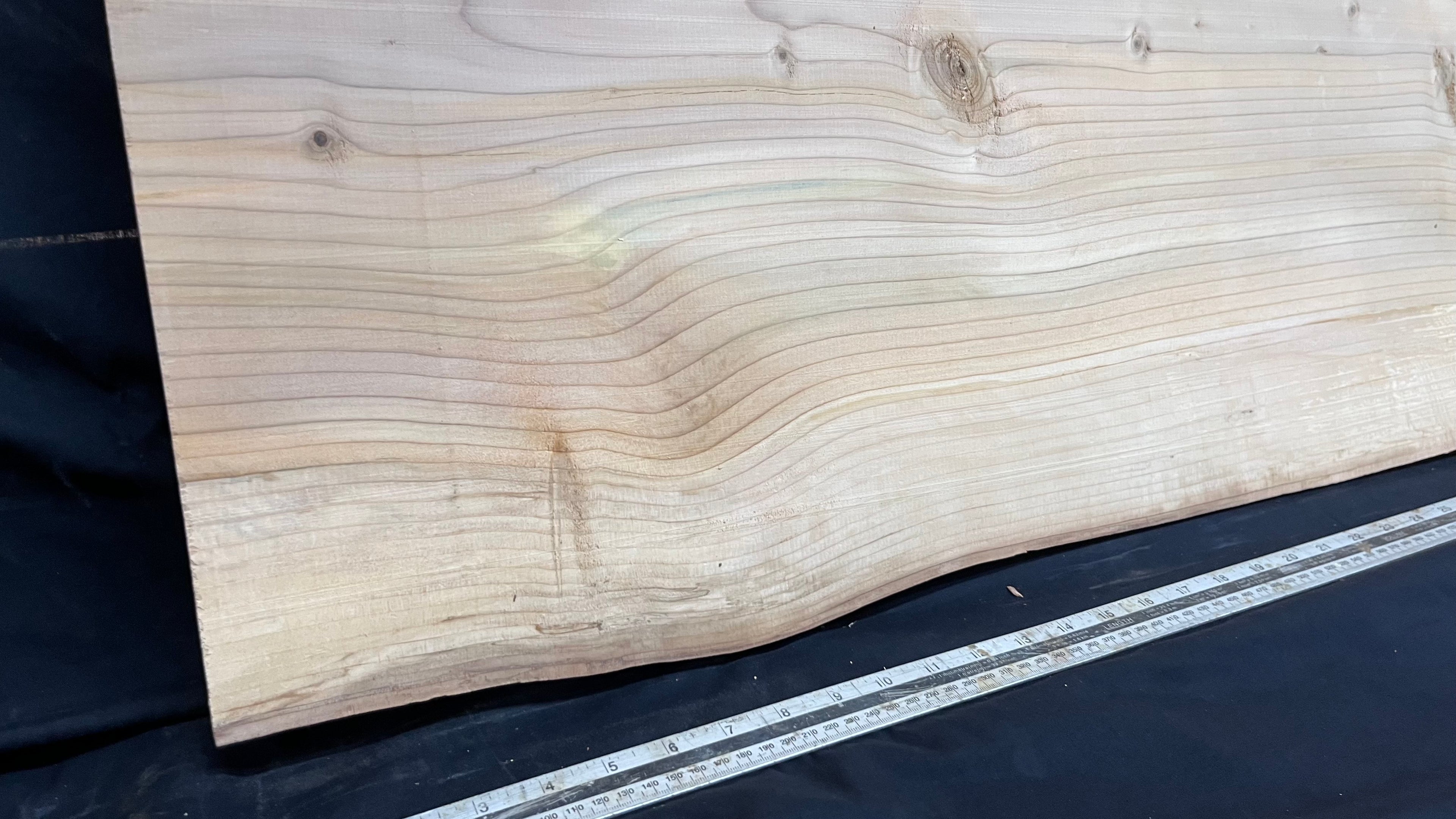 Cedar plank, timber, board, coffee table top. 1039 L x 555 W x 34 D mm  (437mf)