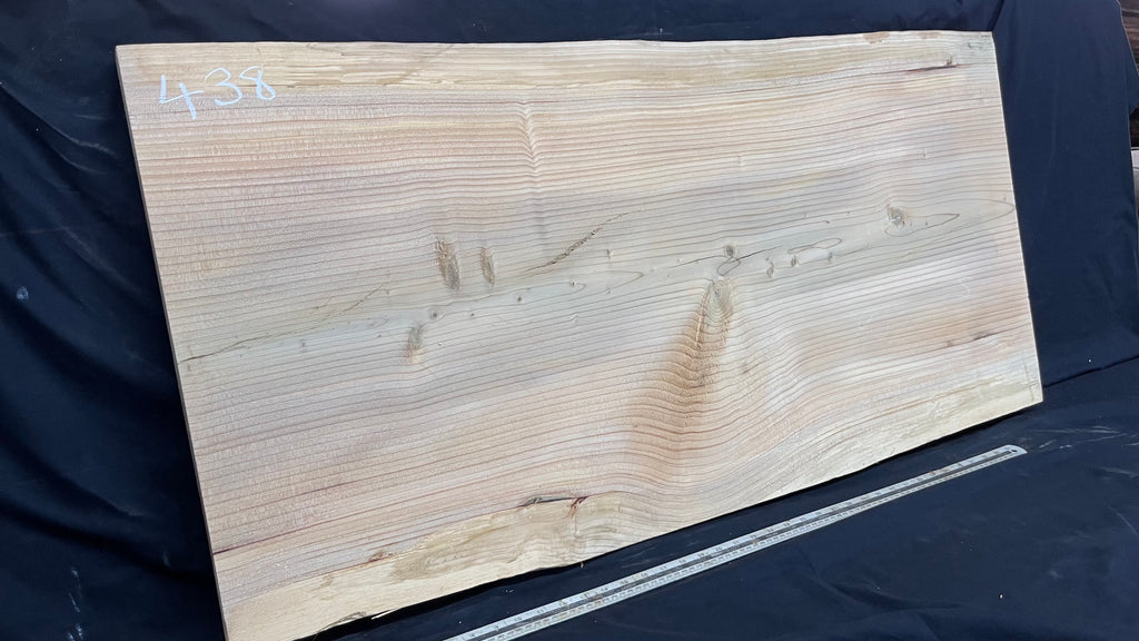Cedar plank, timber, board, coffee table top. 1174 L x 579 W x 38 D mm  (438mf)