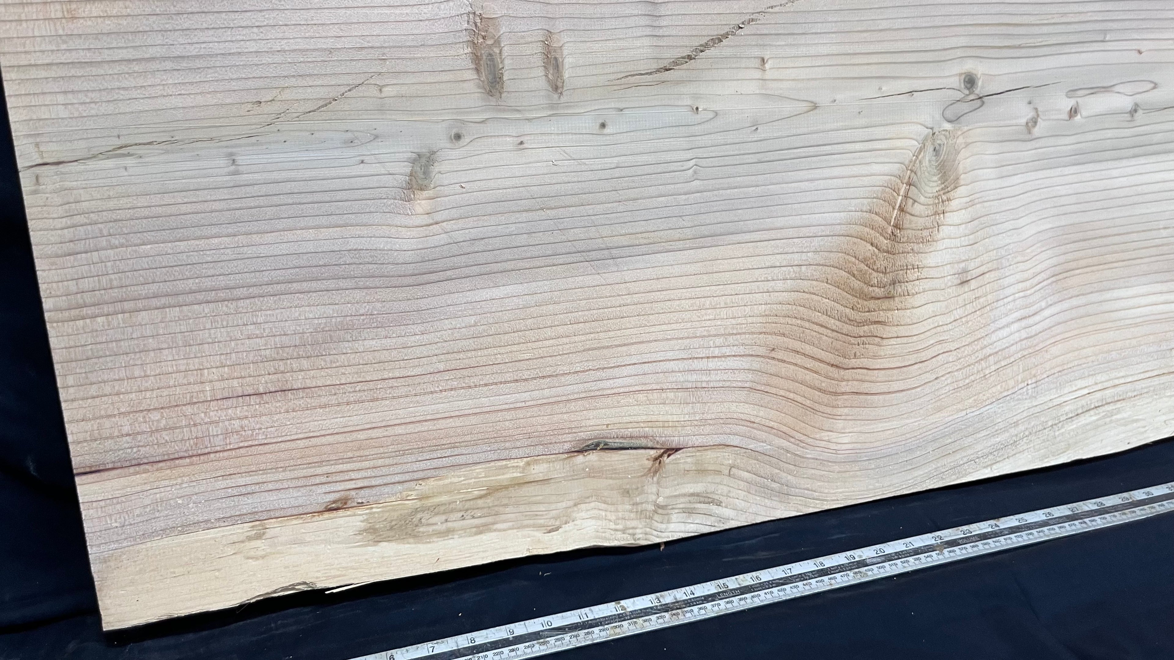 Cedar plank, timber, board, coffee table top. 1174 L x 579 W x 38 D mm  (438mf)