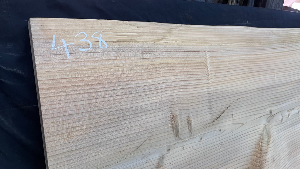 Cedar plank, timber, board, coffee table top. 1174 L x 579 W x 38 D mm  (438mf)