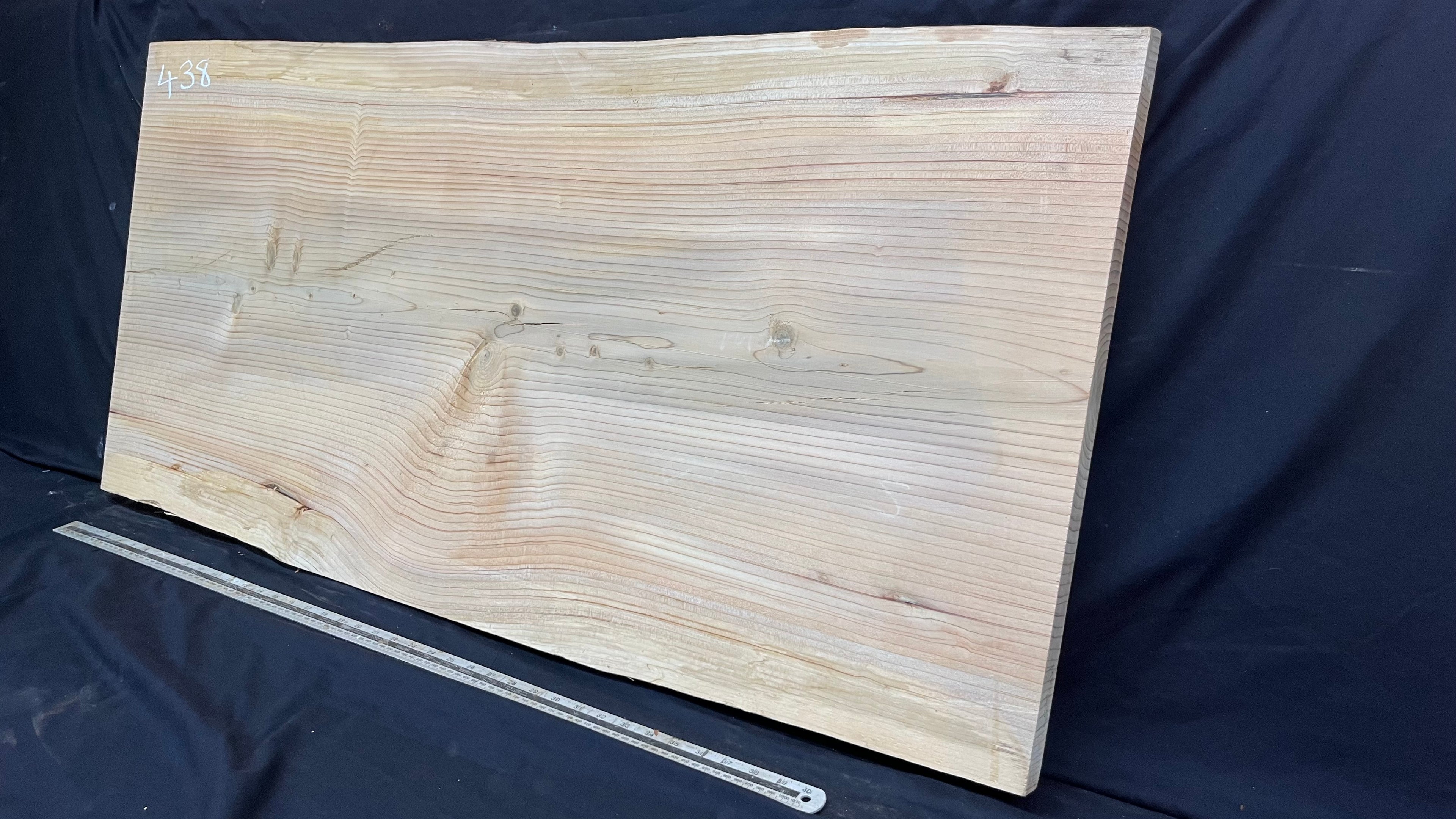 Cedar plank, timber, board, coffee table top. 1174 L x 579 W x 38 D mm  (438mf)
