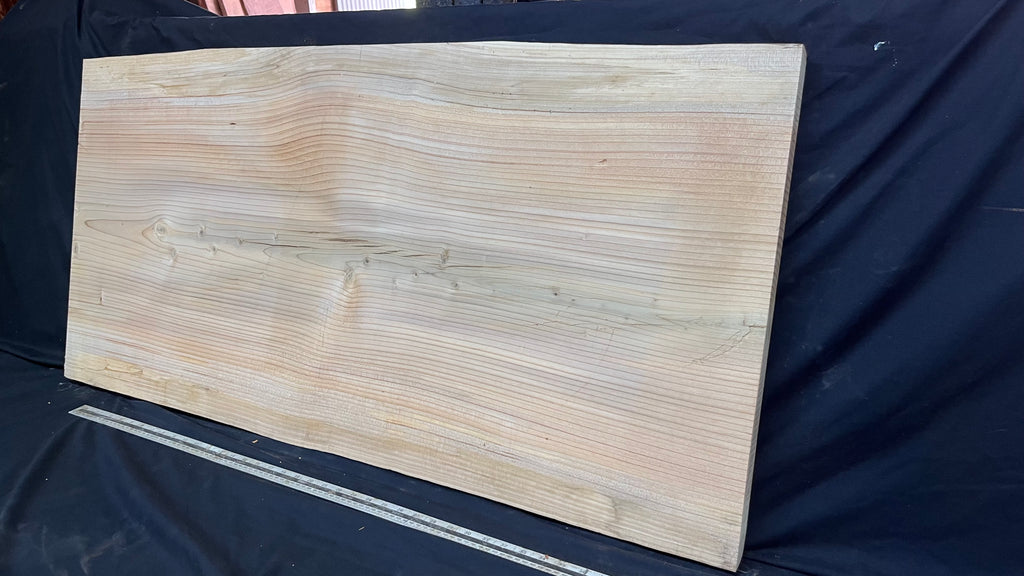 Cedar plank, timber, board, coffee table top. 1174 L x 579 W x 38 D mm  (438mf)