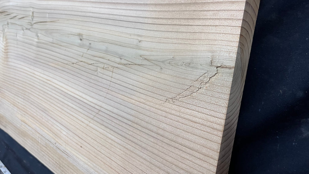 Cedar plank, timber, board, coffee table top. 1174 L x 579 W x 38 D mm  (438mf)