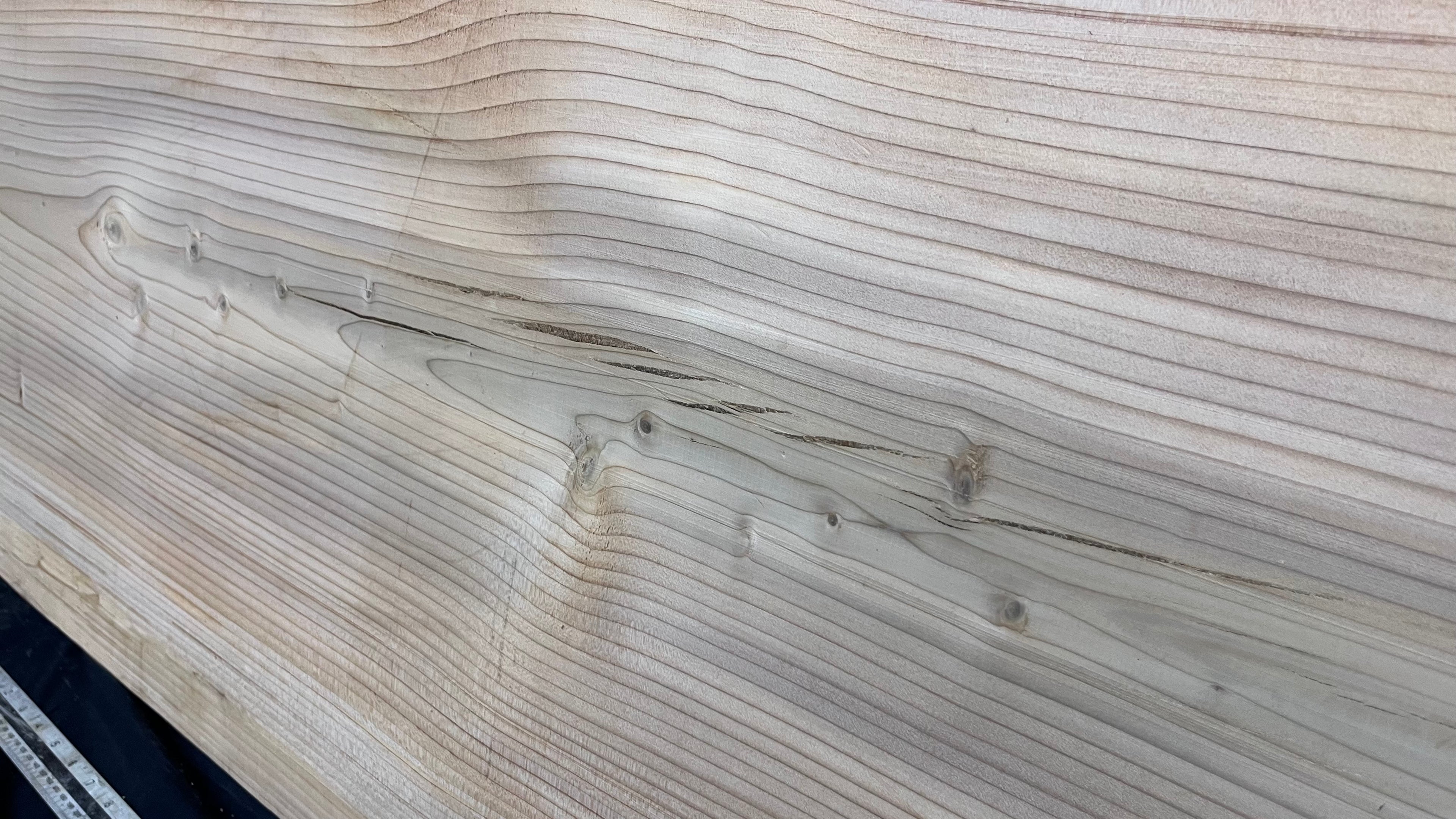 Cedar plank, timber, board, coffee table top. 1174 L x 579 W x 38 D mm  (438mf)