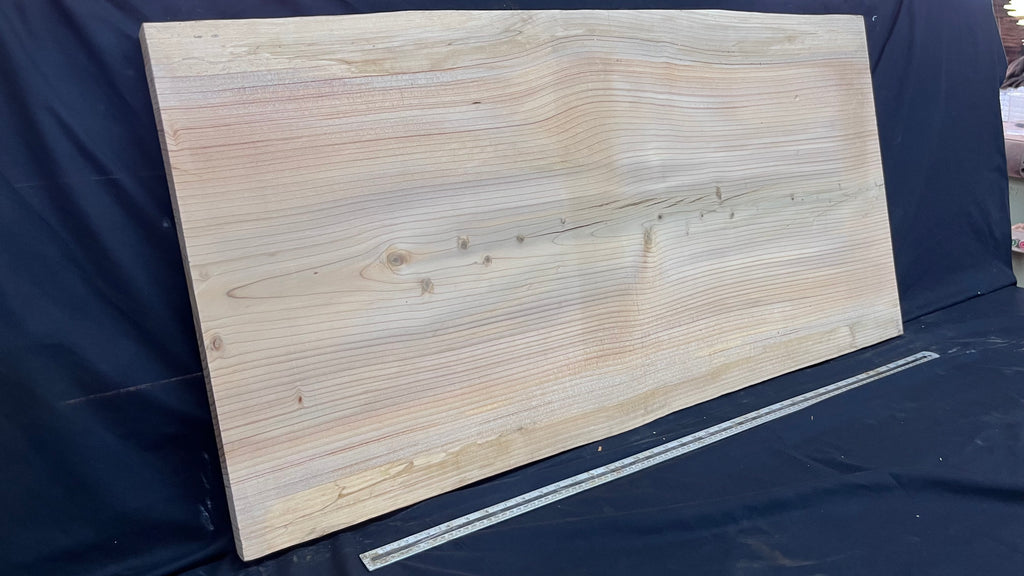 Cedar plank, timber, board, coffee table top. 1174 L x 579 W x 38 D mm  (438mf)