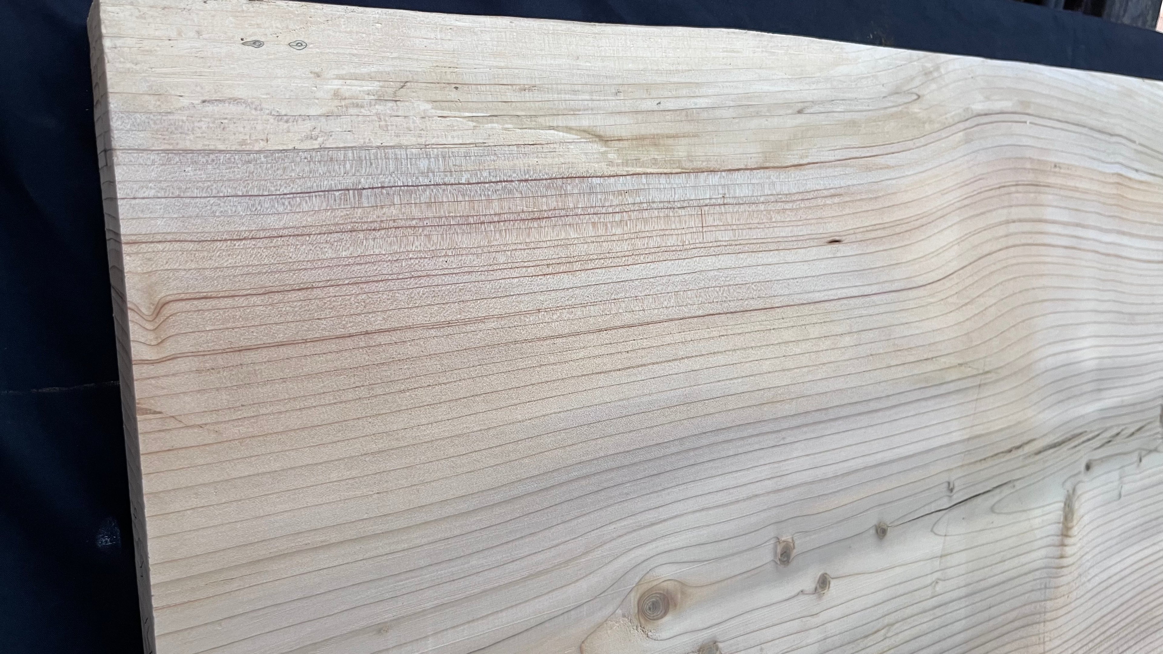 Cedar plank, timber, board, coffee table top. 1174 L x 579 W x 38 D mm  (438mf)