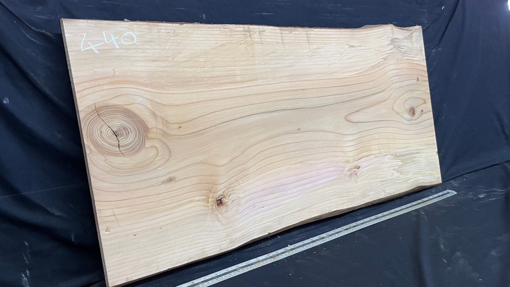 Cedar plank, timber, board, coffee table top. 1006 L x 515 W x 30 D mm  (440mf)