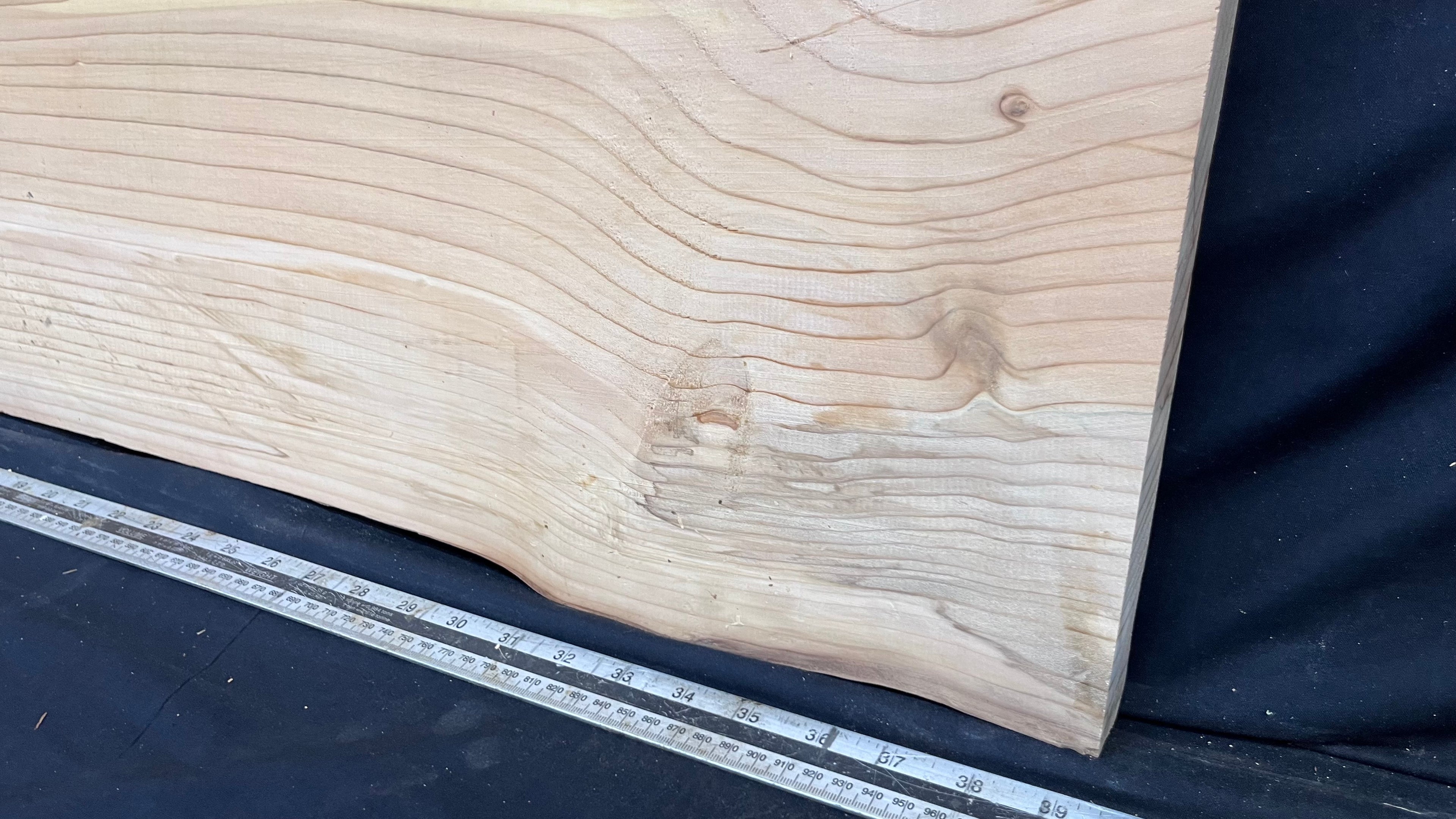 Cedar plank, timber, board, coffee table top. 1006 L x 515 W x 30 D mm  (440mf)