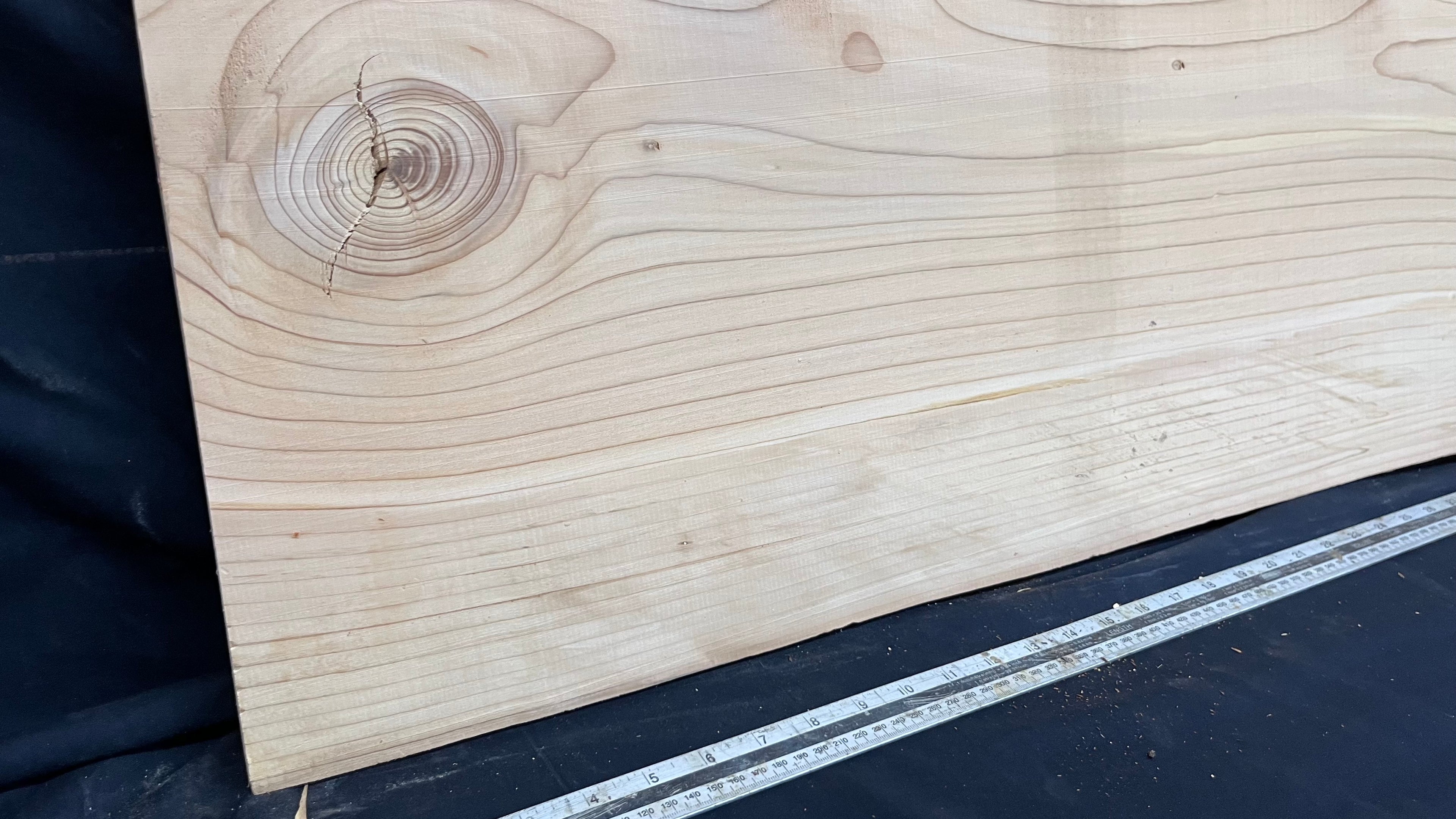 Cedar plank, timber, board, coffee table top. 1006 L x 515 W x 30 D mm  (440mf)