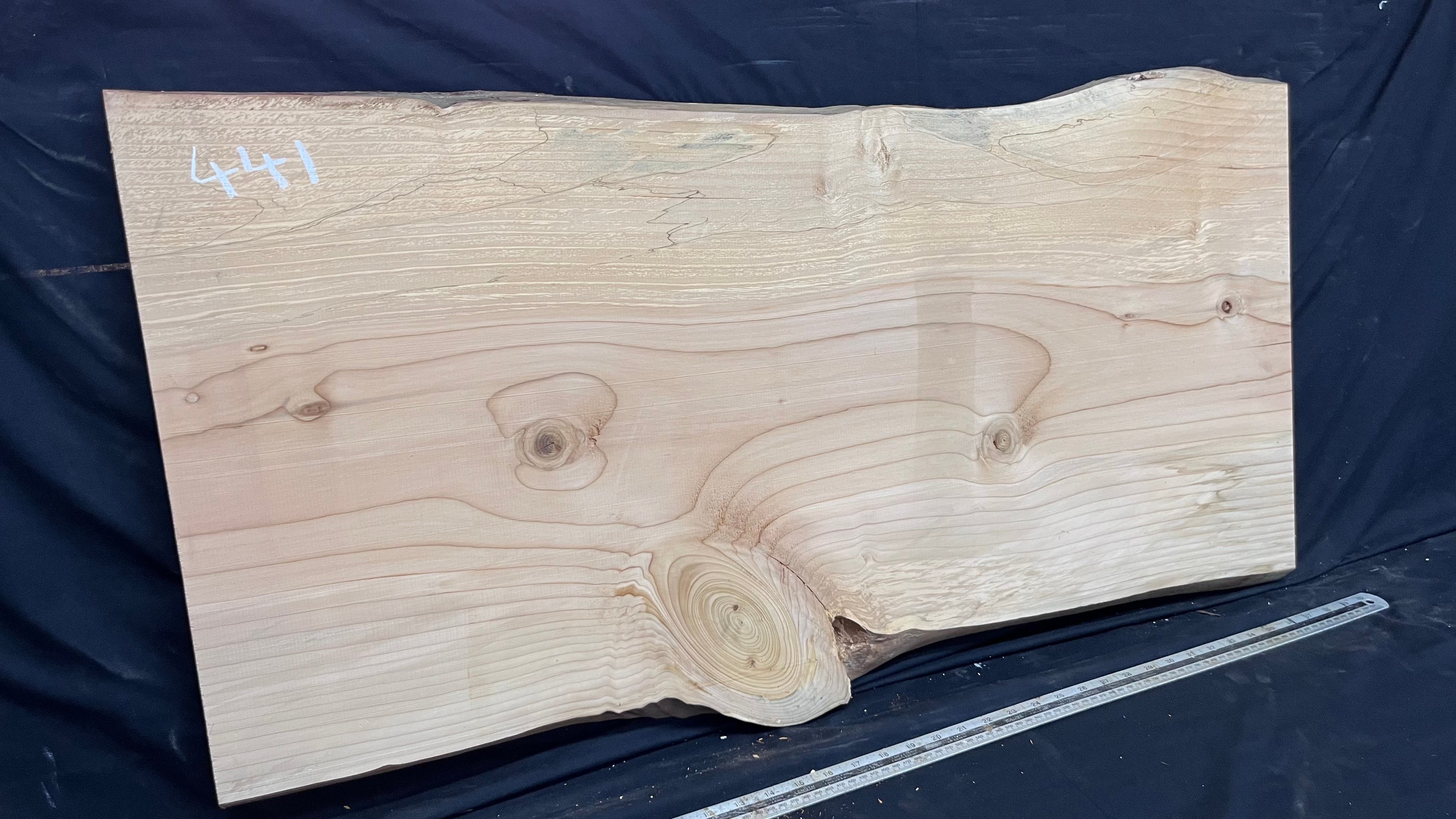 Cedar plank, timber, board, coffee table top. 993 L x 508 W x 29 D mm  (441mf)