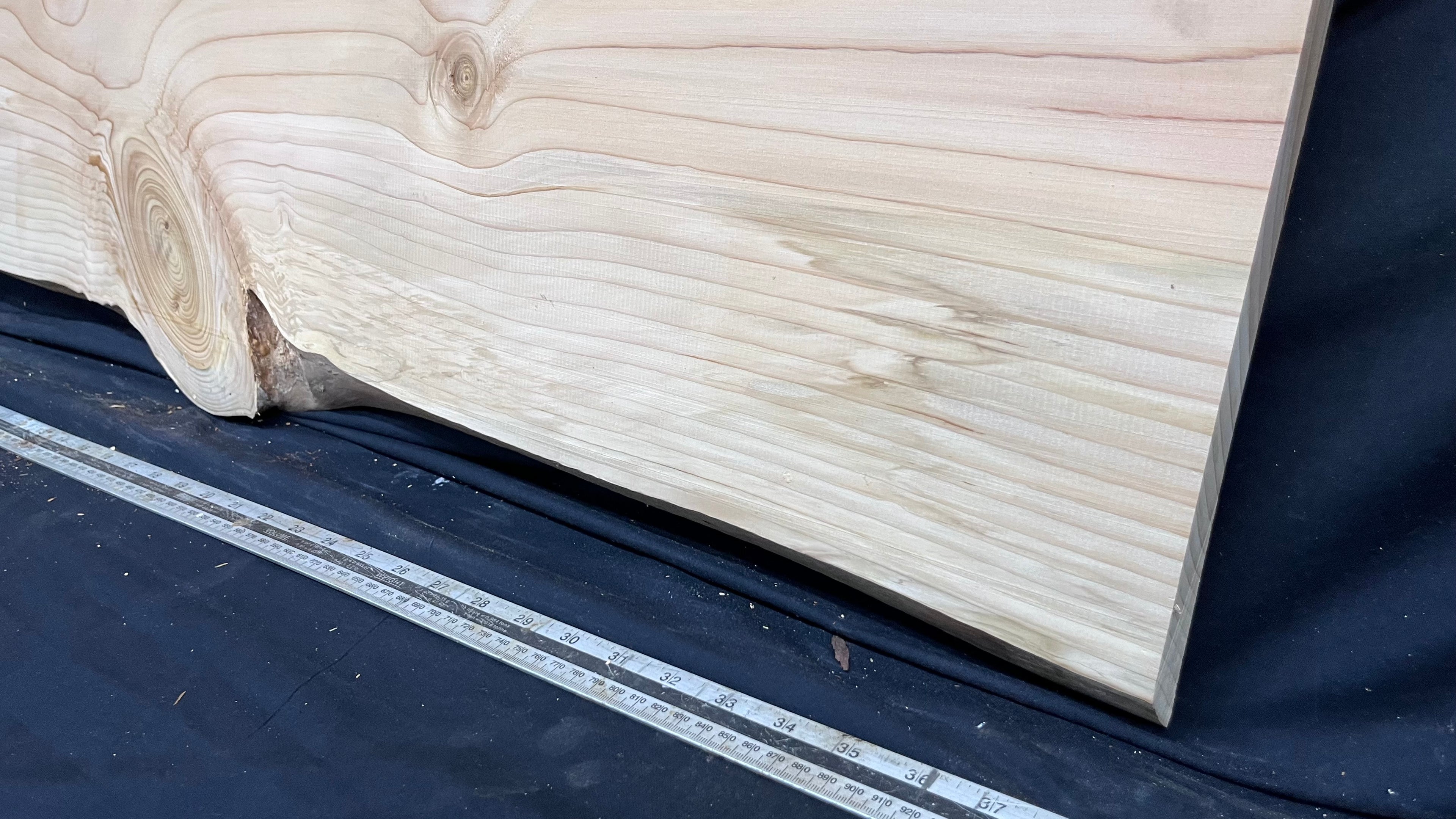 Cedar plank, timber, board, coffee table top. 993 L x 508 W x 29 D mm  (441mf)