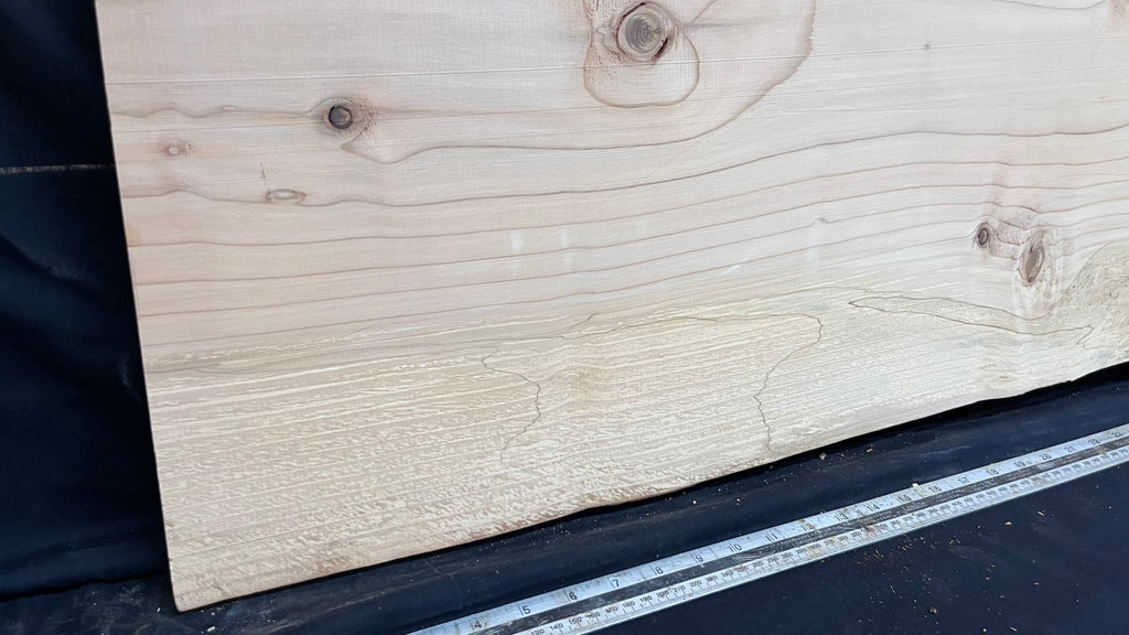 Cedar plank, timber, board, coffee table top. 993 L x 508 W x 29 D mm  (441mf)