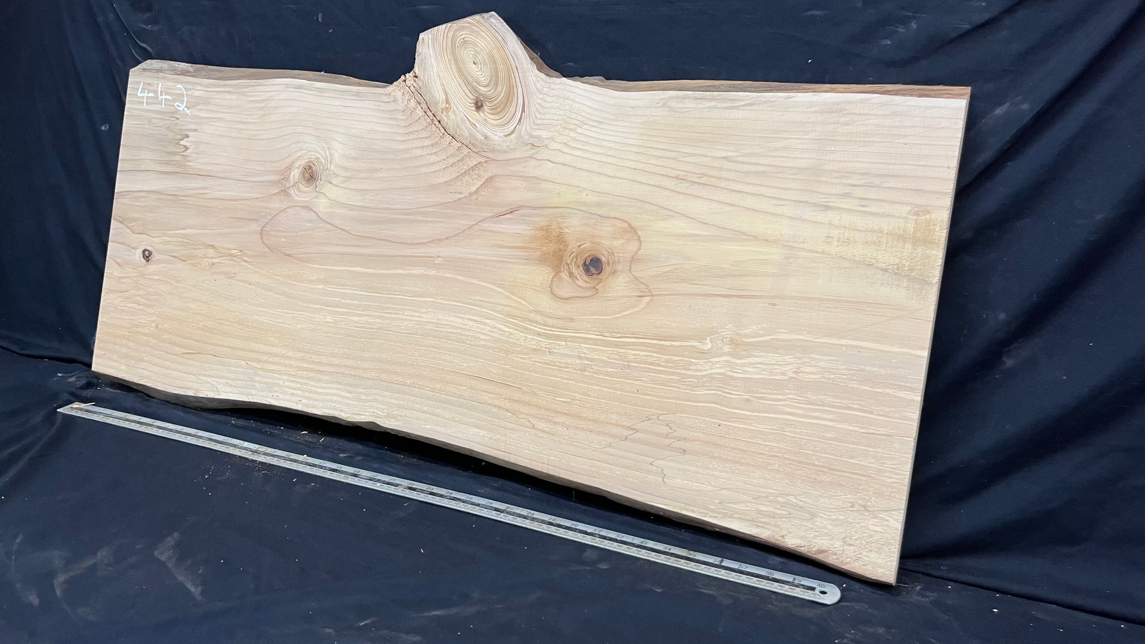 Cedar plank, timber, board, coffee table top. 1080 L x 495 W x 29 D mm  (442mf)