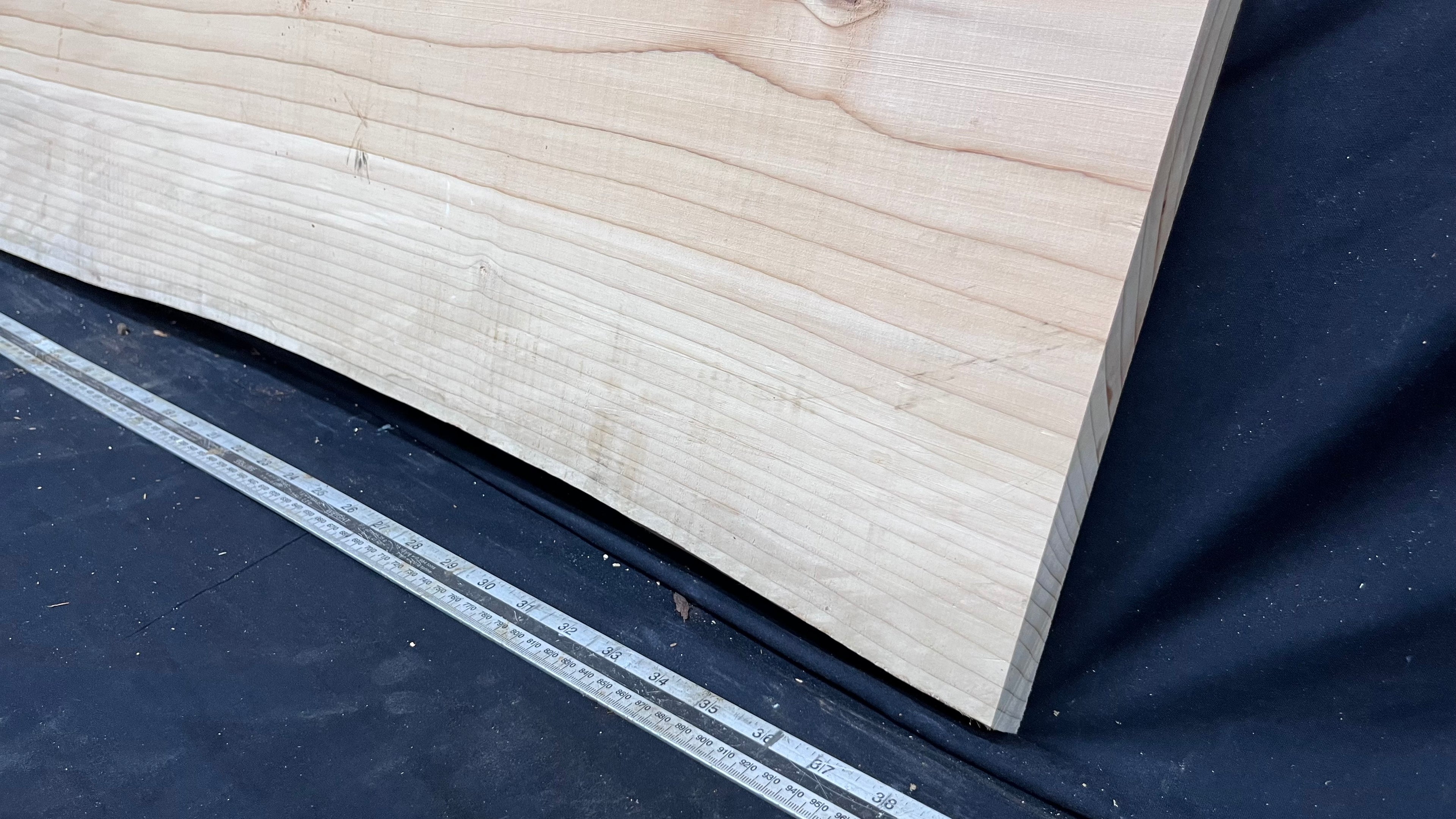 Cedar plank, timber, board, coffee table top. 981 L x 519 W x 29 D mm  (444mf)