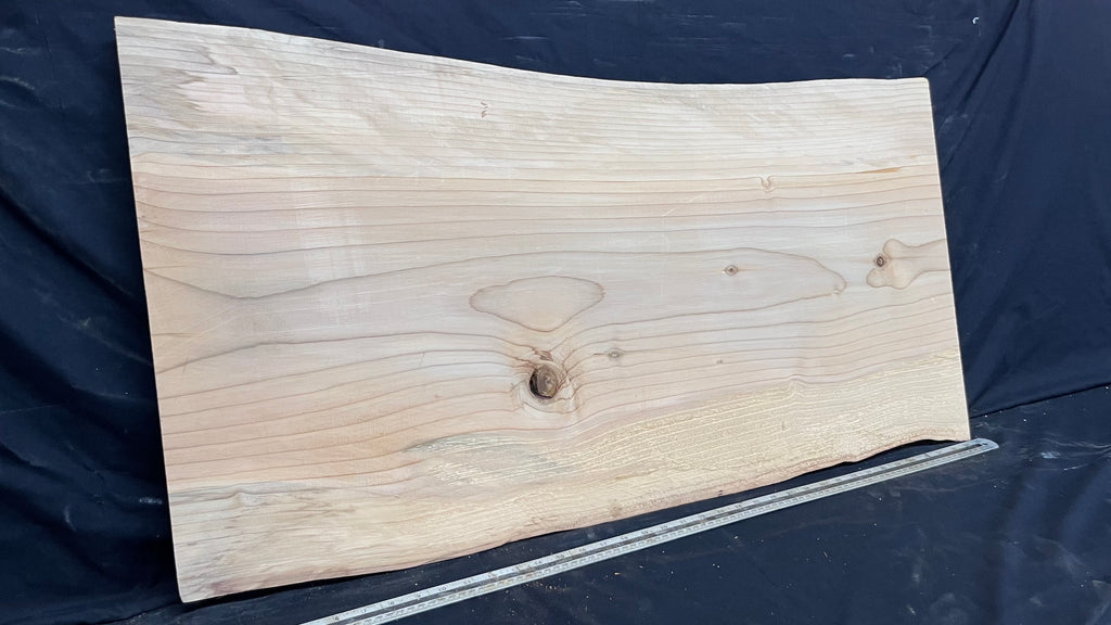 Cedar plank, timber, board, coffee table top. 981 L x 519 W x 29 D mm  (444mf)