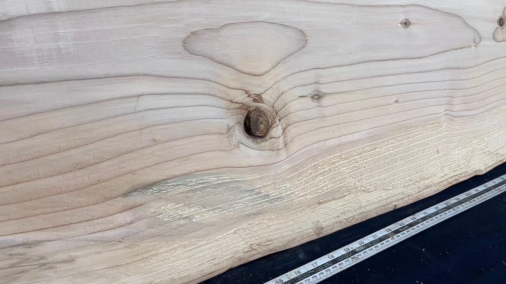 Cedar plank, timber, board, coffee table top. 981 L x 519 W x 29 D mm  (444mf)
