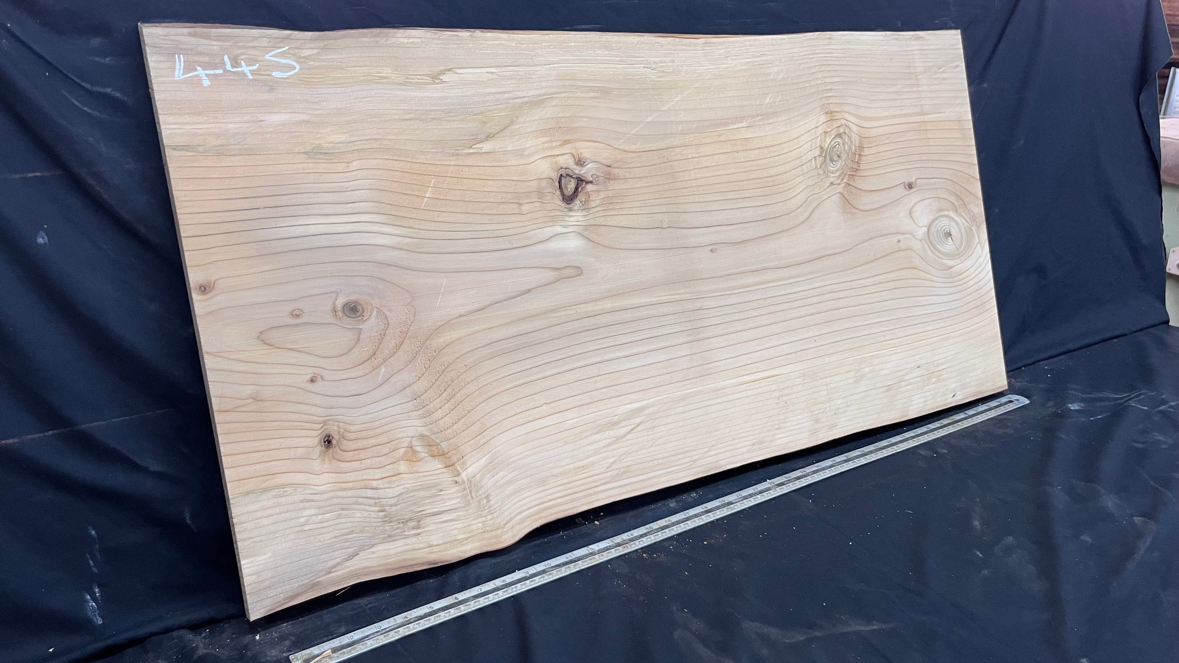 Cedar plank, timber, board, coffee table top. 1040 L x 539 W x 29 D mm  (445mf)