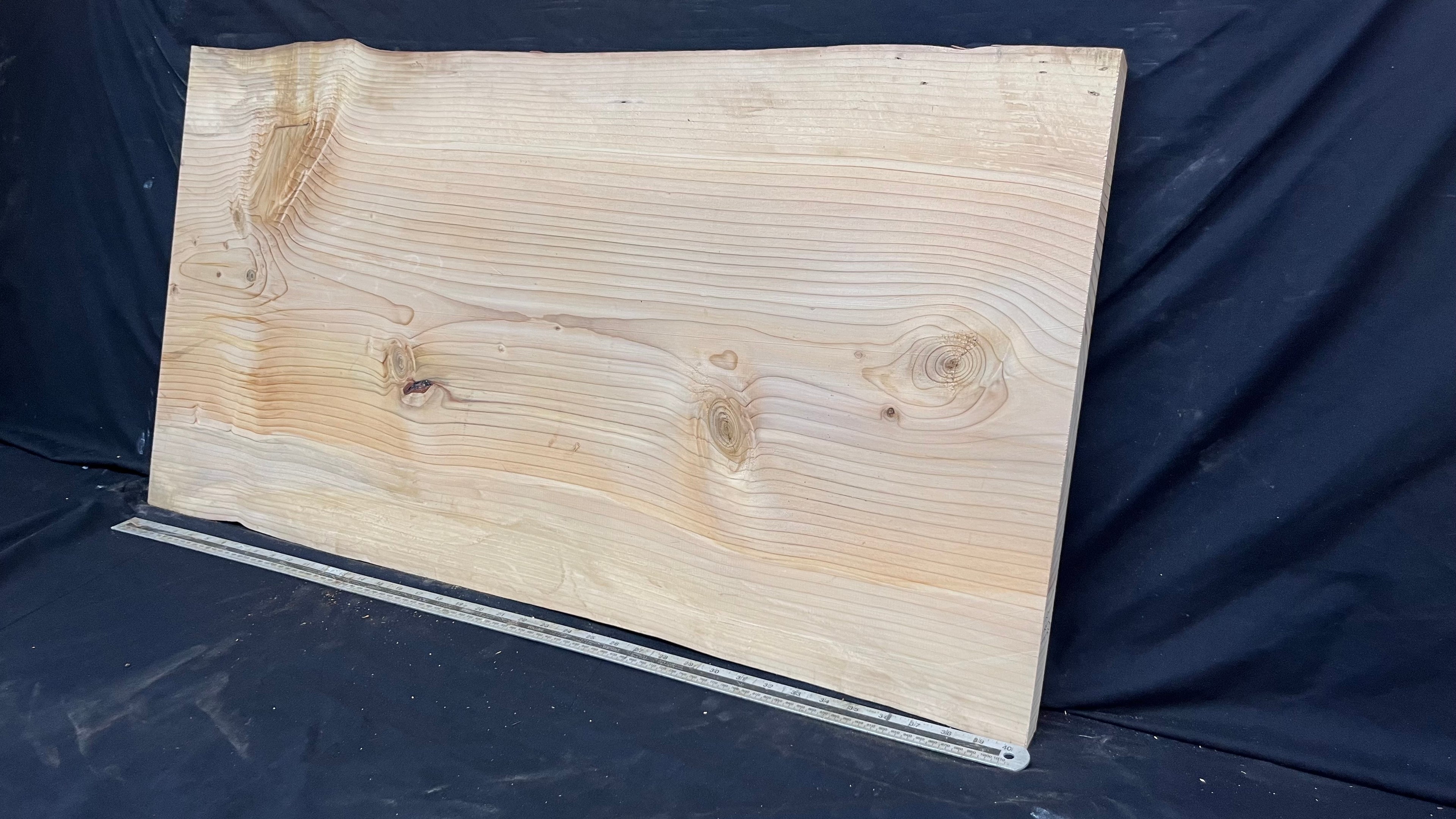 Cedar plank, timber, board, coffee table top. 1040 L x 539 W x 29 D mm  (445mf)