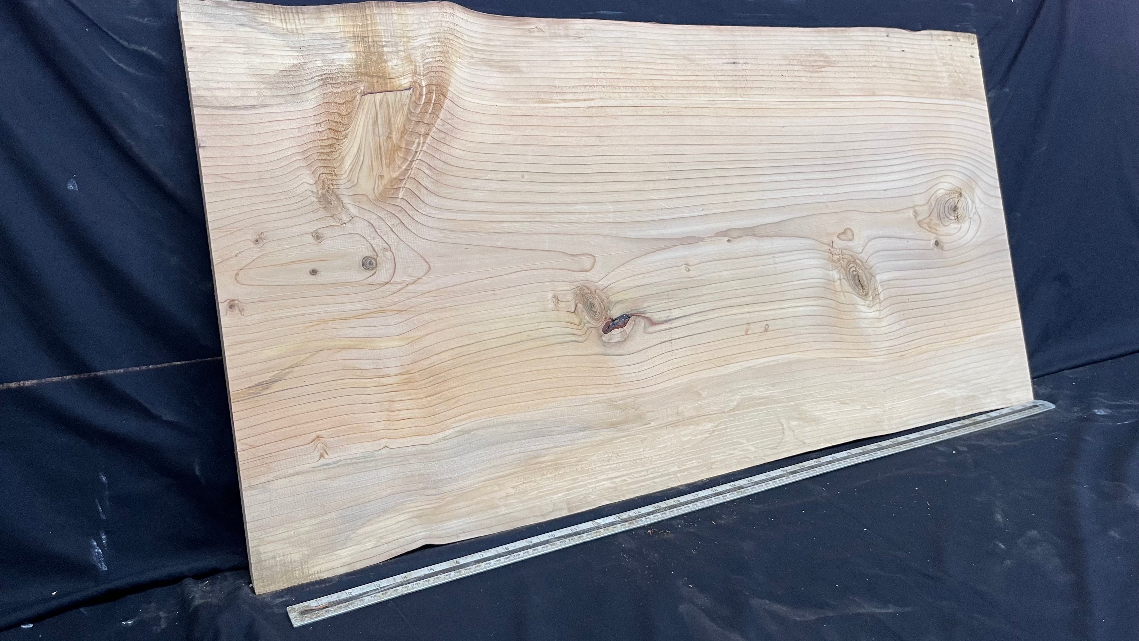 Cedar plank, timber, board, coffee table top. 1040 L x 539 W x 29 D mm  (445mf)