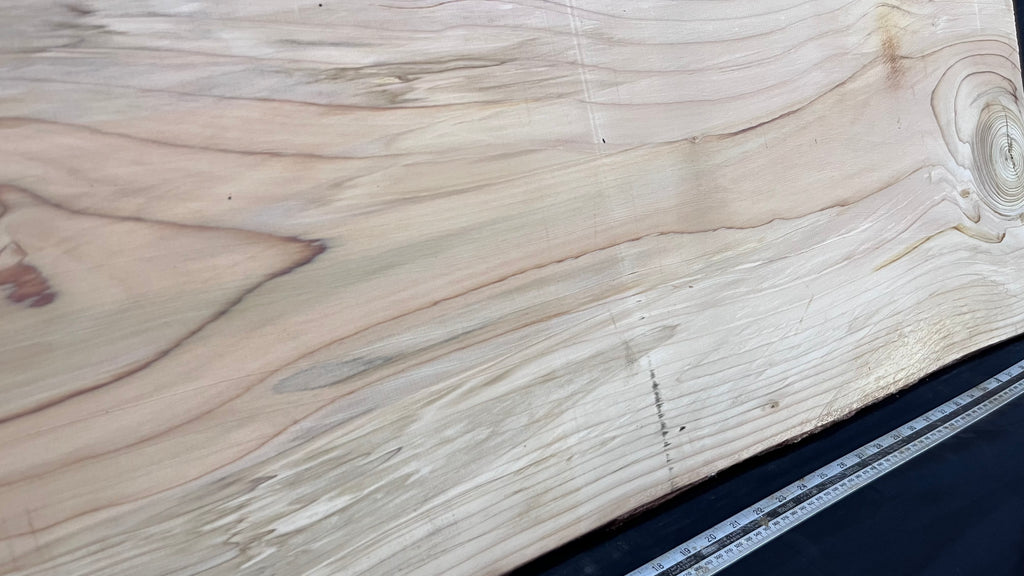 Cedar plank, timber, board, coffee table top. 1059 L x 485 W x 29 D mm  (446mf)
