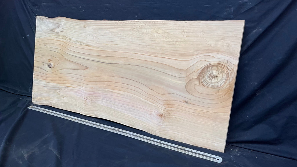 Cedar plank, timber, board, coffee table top. 1059 L x 485 W x 29 D mm  (446mf)