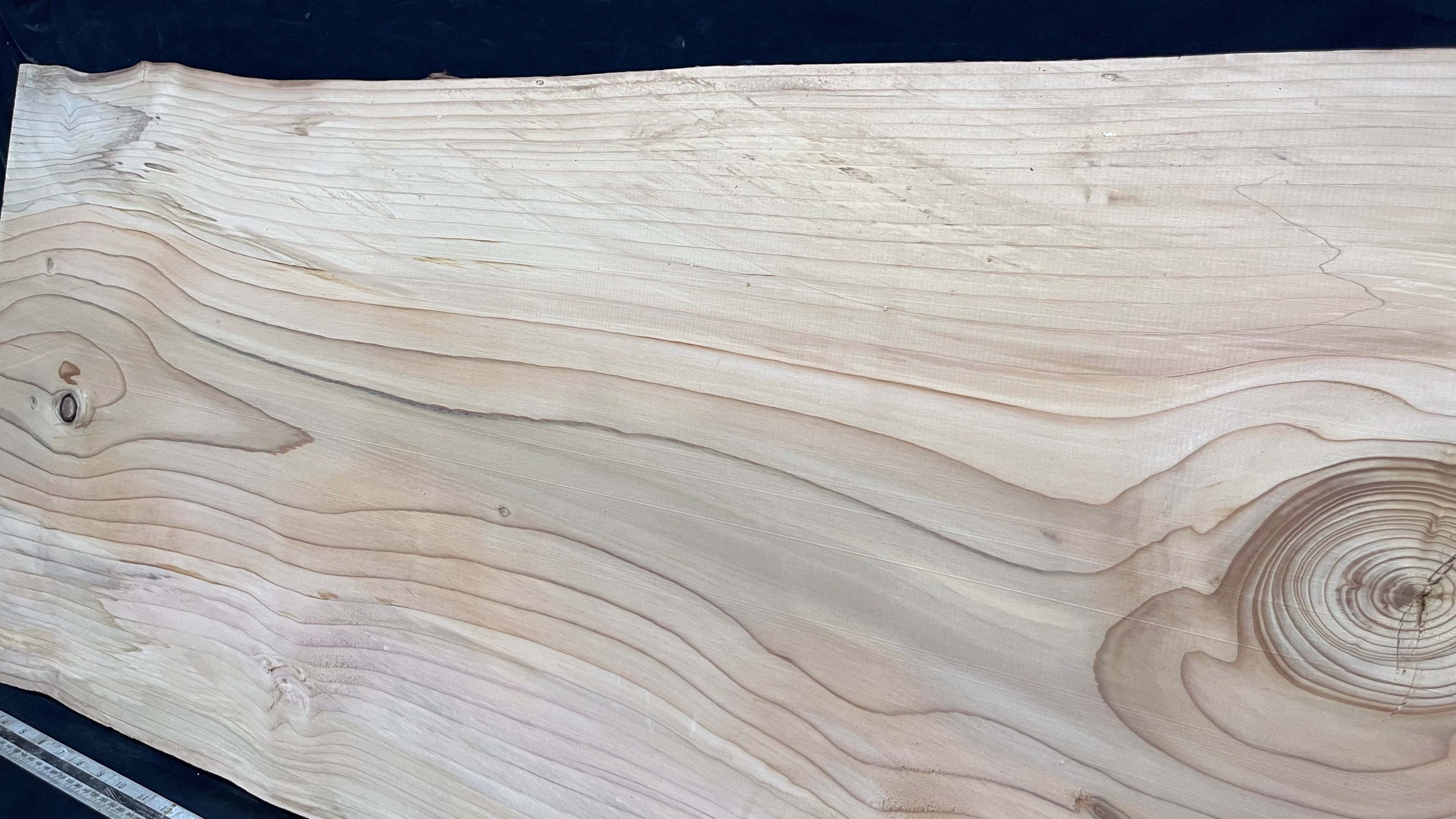 Cedar plank, timber, board, coffee table top. 1059 L x 485 W x 29 D mm  (446mf)