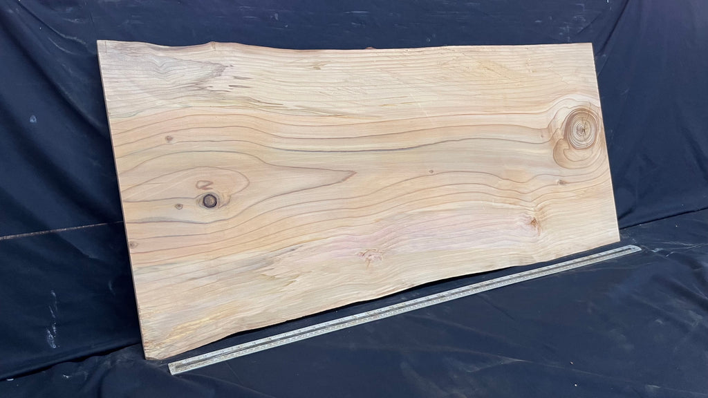 Cedar plank, timber, board, coffee table top. 1059 L x 485 W x 29 D mm  (446mf)