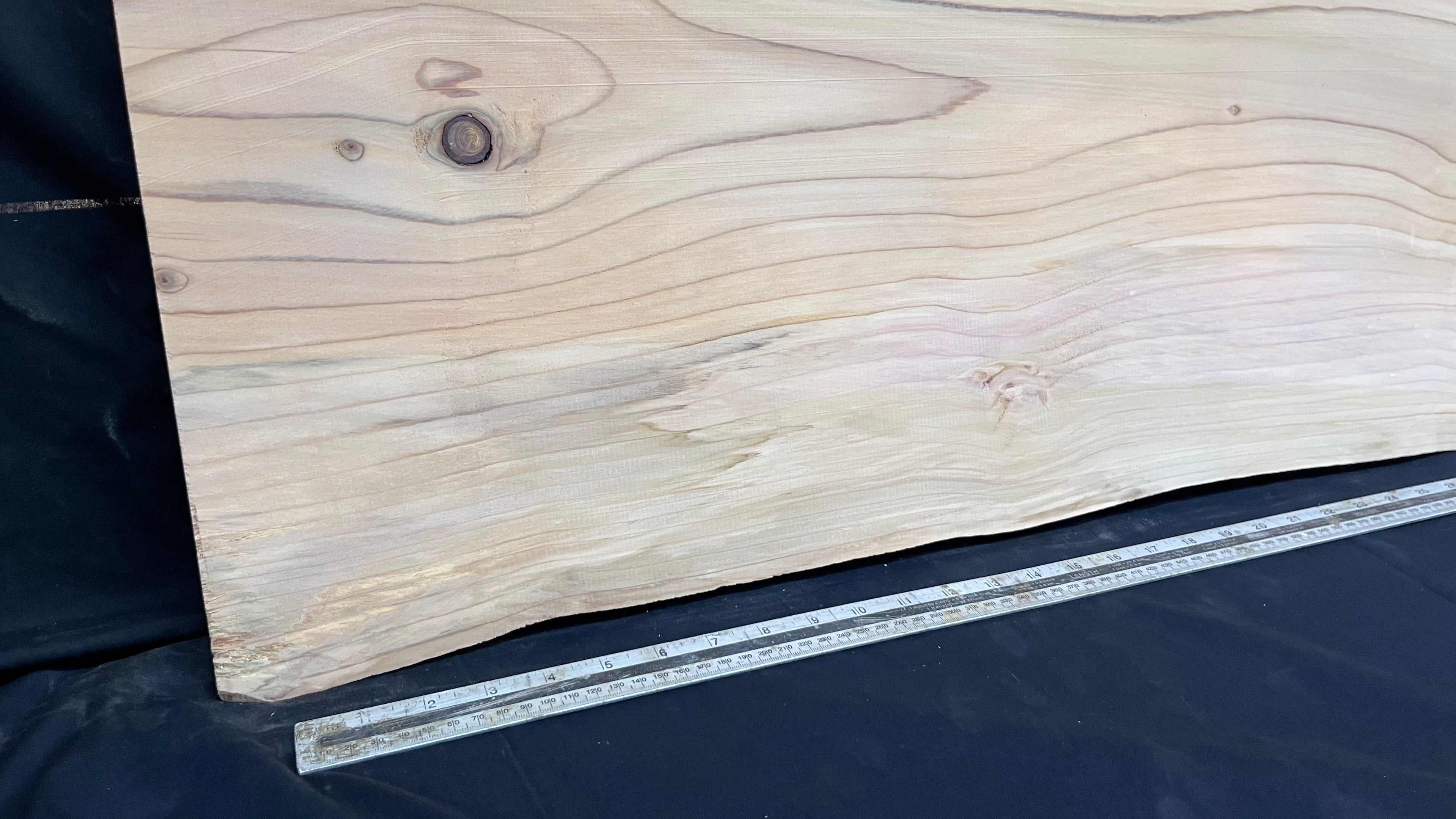 Cedar plank, timber, board, coffee table top. 1059 L x 485 W x 29 D mm  (446mf)