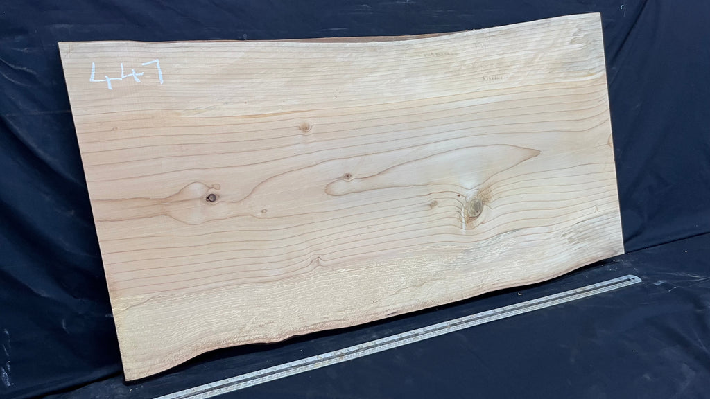 Cedar plank, timber, board, coffee table top. 1034 L x 536 W x 29 D mm  (447mf)